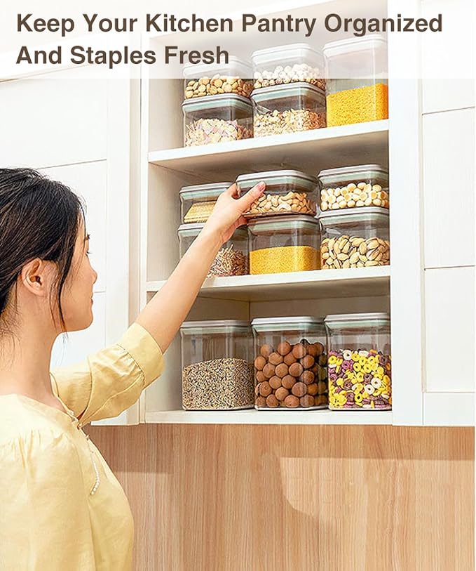 Melovom Pop Food Storage Containers Airtight Food Storage Containers Set with Lids Kitchen Pantry Organization and Storage, Stackable, BPA Free, 3 x 1.2Qt