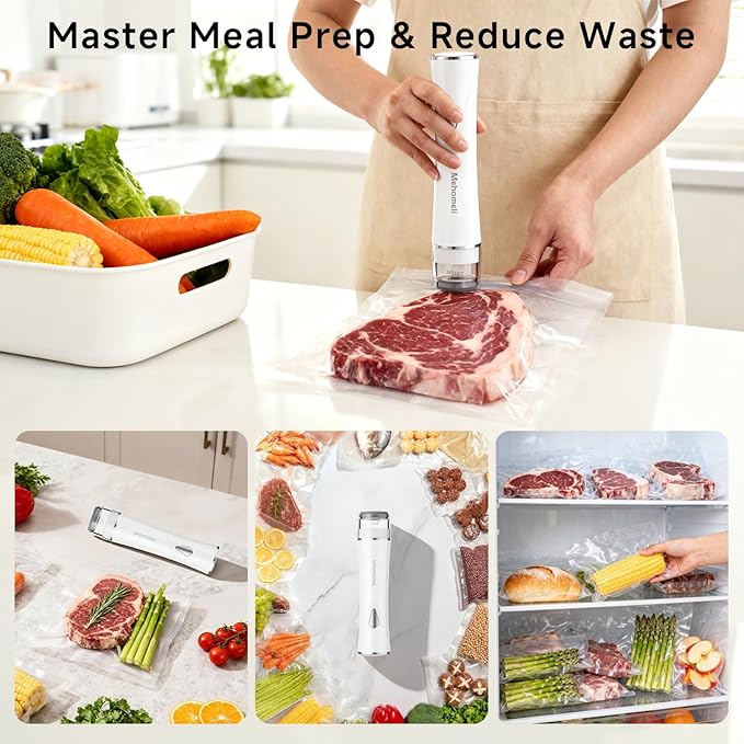 Mehomeli Compact Handheld Vacuum Sealer for Food with 20 Reusable Bags