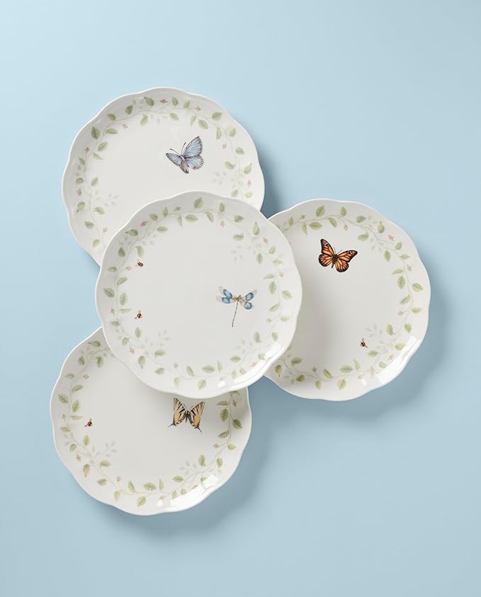 Lenox 894542 Butterfly Meadow Vines 4-Piece Dinner Plate Set