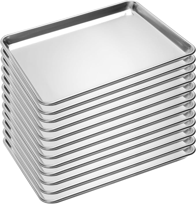 BIEAMA 12 Pack Half Size Baking Sheet Pan, Aluminum Commercial 18" x 13"