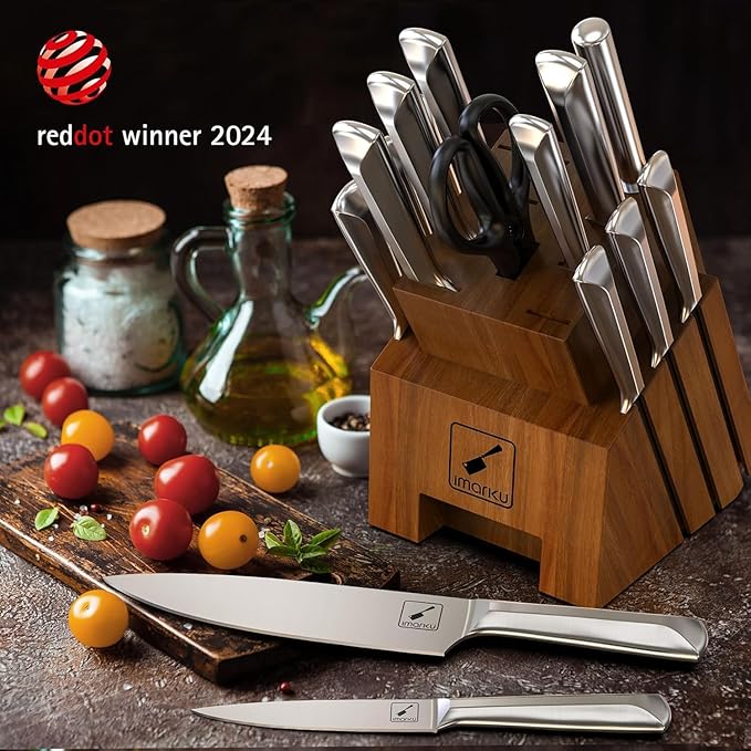 imarku 16-Pieces High Carbon Japanese Stainless Steel Kitchen Knife Set