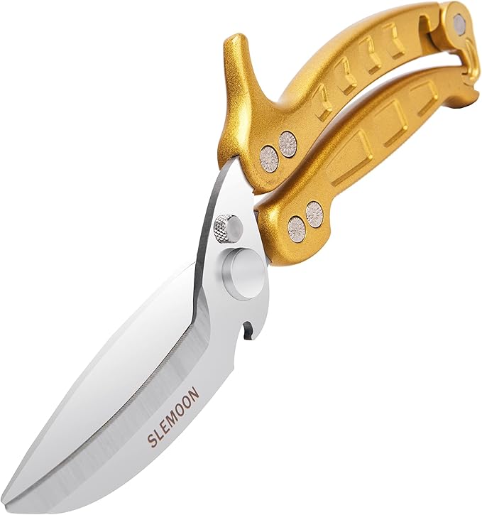 SLEMOON Heavy Duty Kitchen Shears,Poultry Shears with Safety Lock,Gold