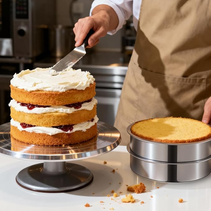 Ohtomber 8 Inch Stainless Steel Layer Cake Pan, Set of 4