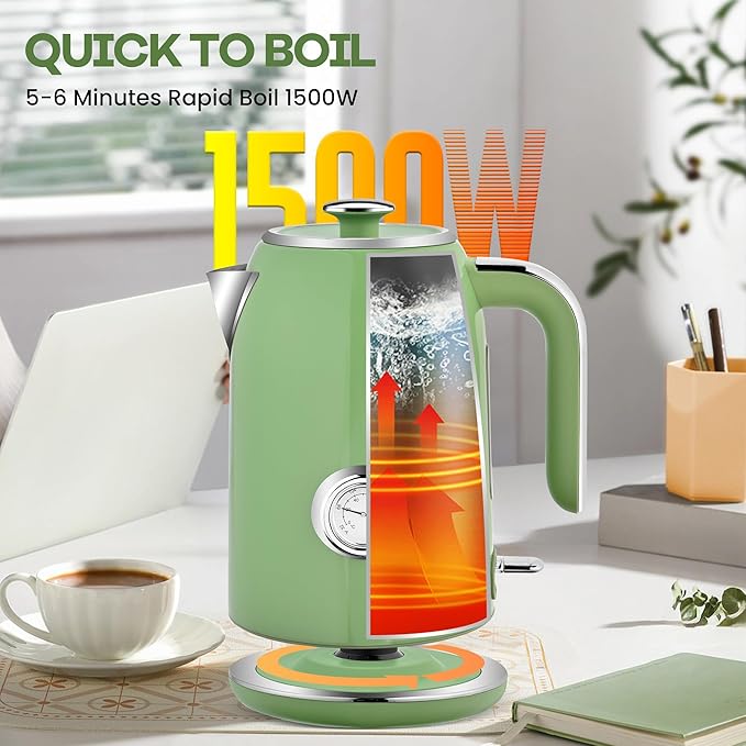 PUKOMC Electric Kettle, 1.7L Stainless Steel Electric tea kettle
