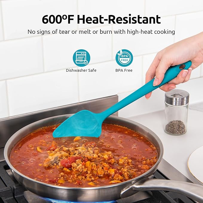 U-Taste Silicone Spoon Spatula Set of 3, 600°F Heat Resistant, Multicolor