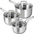 MICHELANGELO Stainless Steel Pots Set - 1QT & 2QT & 3QT Stainless Steel Sauce Pan with Lid, Induction Saucepan Set, Small Pots for Cooking - 6 Pcs