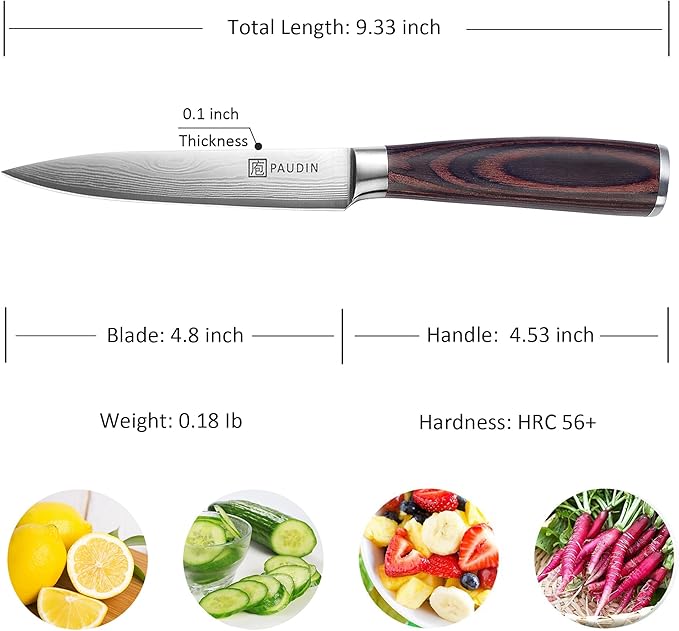 PAUDIN Kitchen Utility Knife, 5 Inch Chef Knife Fruit Knife, Gift Box