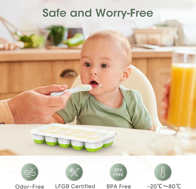 DOQAUS Ice Cube Tray with Lid and Bin,4 Pack Ice Cube Trays for Freezer