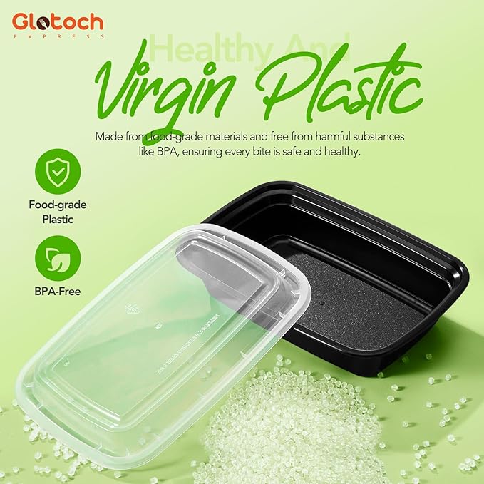 Glotoch Meal Prep Containers with Lids, 34 oz, 10 Pack (20-Piece)