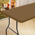 homing Rectangle Table Cloth Cover, Water-Resistant Polyester Elastic Fitted Tablecloth, Fits for 4 Foot Folding Tables, Washable Table Protector for Picnic, Camping, Outdoor (Brown, 24" x 48")