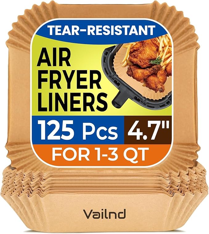 125PCS 4.7 Inch Square Air Fryer Liners Disposable for 1-2 QT