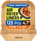 125PCS 4.7 Inch Square Air Fryer Liners Disposable for 1-2 QT