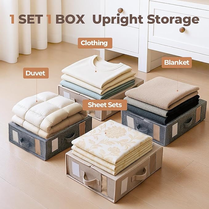 ZenStorage Sheet Organizers and Storage for Linen Closet, 12Pack Beige
