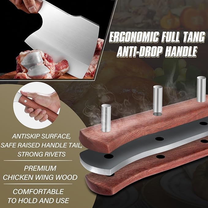 Dream Reach Meat Cleaver Knife - Heavy Duty Stainless Steel Hand Forged