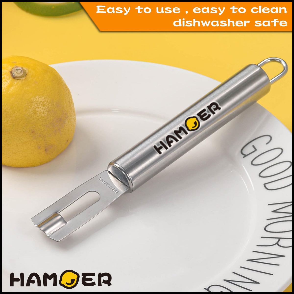 HAMOER Lemon Citrus Zester & Channel Knife 2 Tools set with a storage box