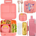 JXXM Bento Lunch Box for Kids With 8oz Soup Thermo,Leak-proof Lunch Containers with 5 Compartment,Thermo Food Jar and Lunch Bag, Food Containers for School (A-Pink（Unicorn - Mermaid）)