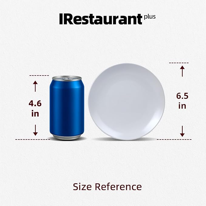 IRESTAURANT PLUS Stoneware Coupe Commercial Grade Dinnerware, Matte White Plate 6.5", Case of 36