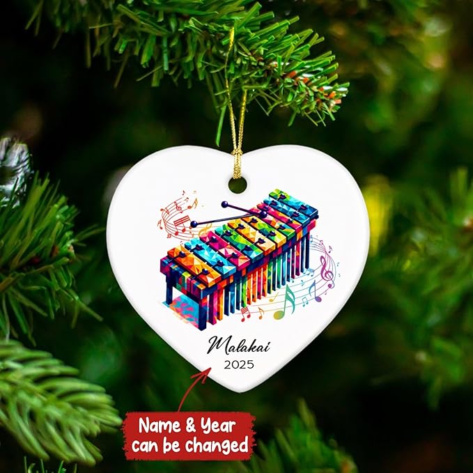 Xylophone Instrument Ceramic Ornaments, Personalized Xylophonist Ornaments Decor Christmas, Xylophone Ceramic Ornament Gifts for Music Lovers, Custom Name & Year Xylophonist Ornament Xmas Tree 2026