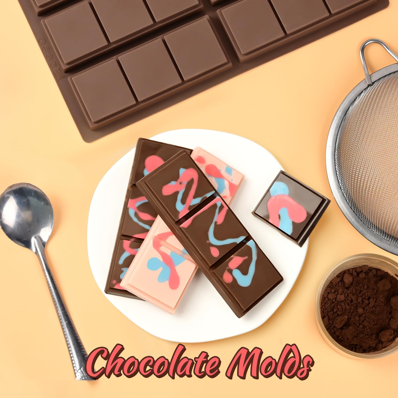 Chocolate Bar Molds for Dubai Pistachio, 2 Pack Square Chocolate Mold