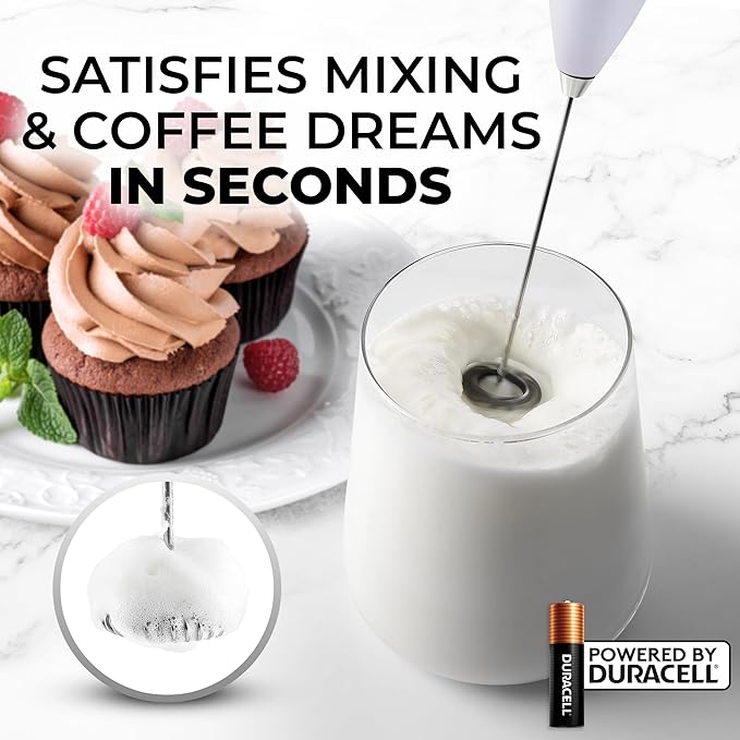 Zulay Powerful Milk Frother for Coffee with Upgraded Titanium Motor - Handheld Electric Whisk, Milk Foamer, Mini Mixer & Coffee Blender for Frappe, Latte, Matcha, No Stand - Grand Cloud