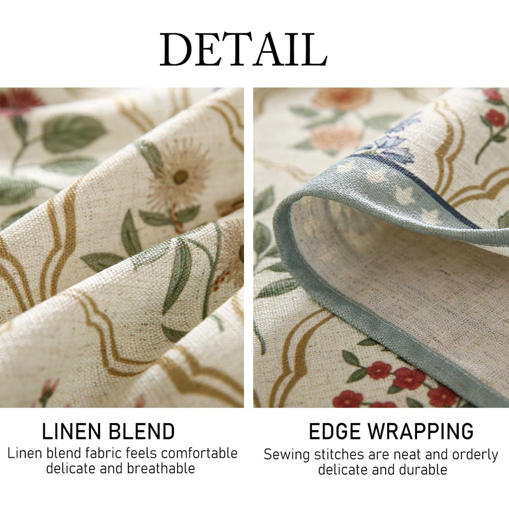 ISAENNE Designer Vintage Linen Rectangular Tablecloth,110"x63"-Serenity B