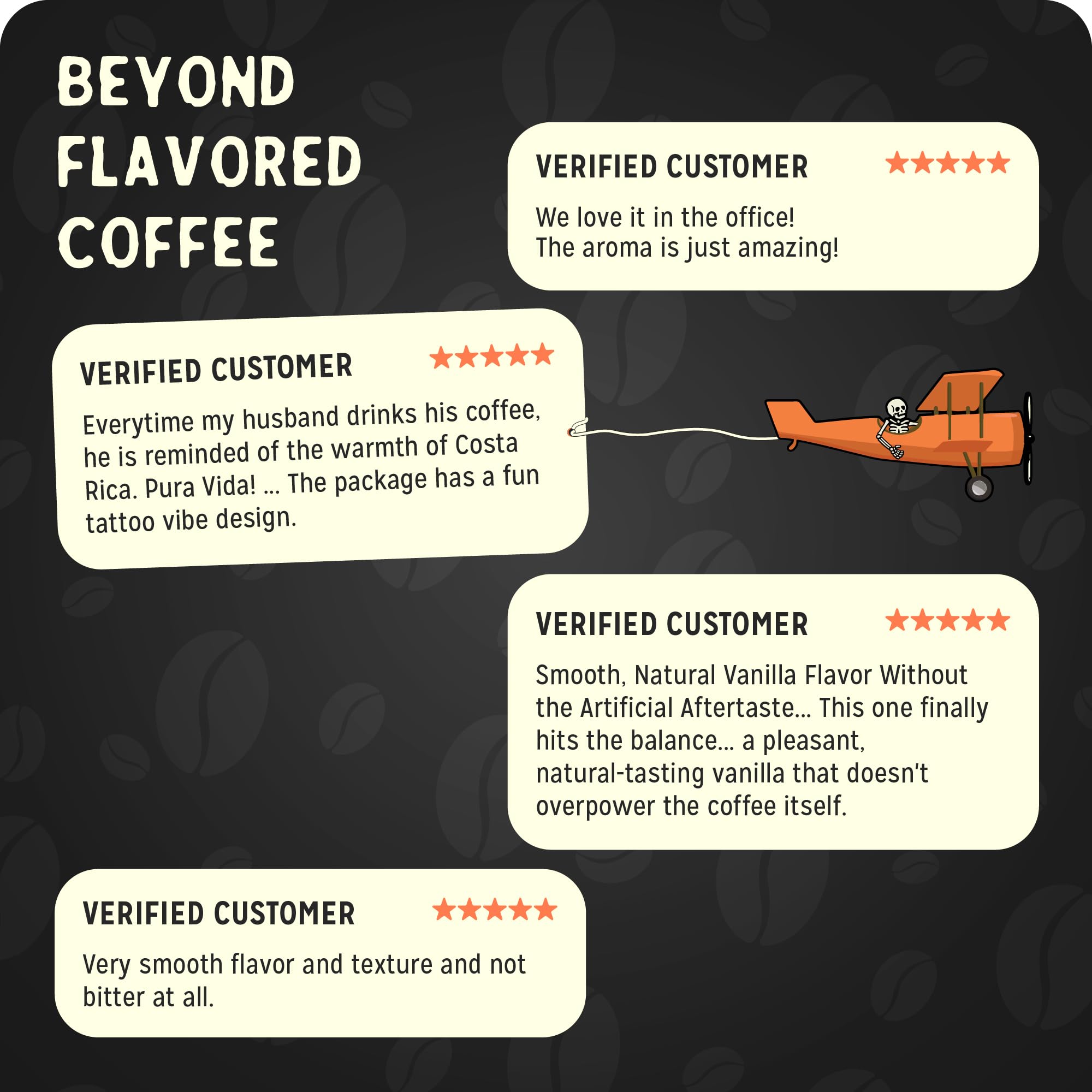 Bones Coffee Company S'morey Time Flavored Coffee - Medium Roast - Ground or Whole Bean - Low-Acid Arabica Coffee Beans - Balanced S'mores and Graham Cracker Flavor - 12 Oz