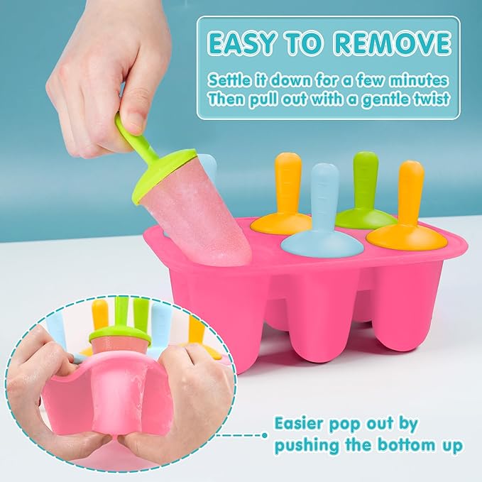 Silicone Popsicle Molds for Toddlers, 6-Cavity Mini Popsicle Molds
