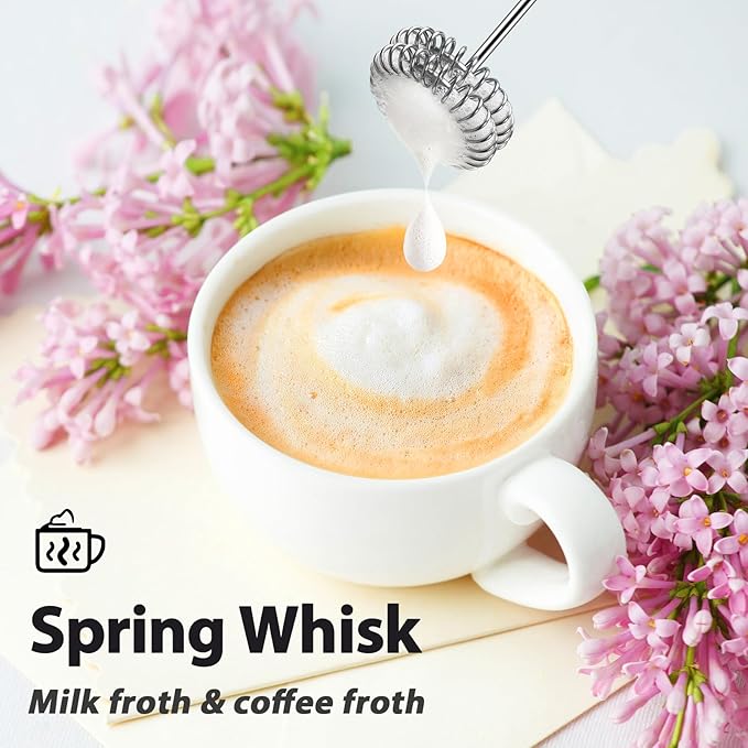 Milk Frother Wand Rechargeable Handheld Electric Whisk 3 Speed Adjustable