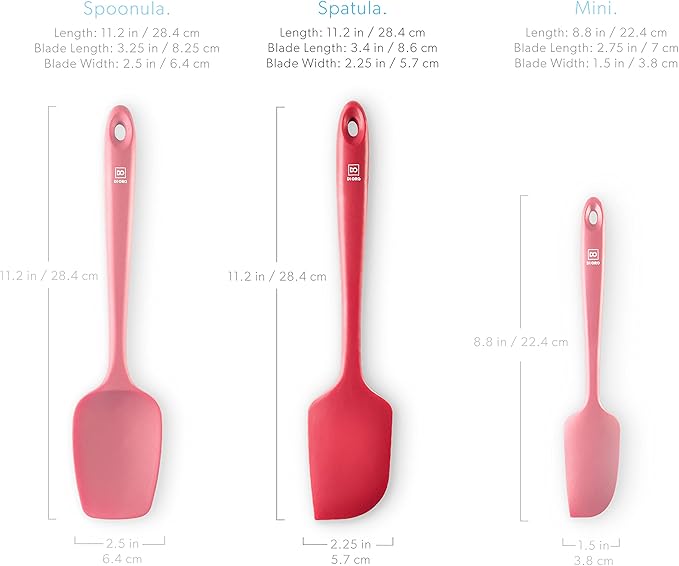 di Oro Living Large Silicone Spatula - 600F Heat-Resistant Spatula - Ergonomic Easy-to-Clean Seamless One-Piece Design - Pro-Grade Non-Stick Silicone Rubber with Stainless Steel S-Core Technology! (Red)
