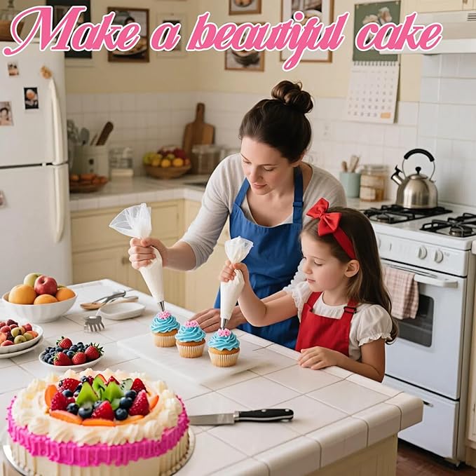 Reusable Piping Bags and Tips Set - 16inch Pastry Bags for Cake Decorating, Cupcakes, Cookies | Durable Cotton Exterior, Easy to Clean, Eco-Friendly Baking Kit for Home Bakers & Chefs(14)