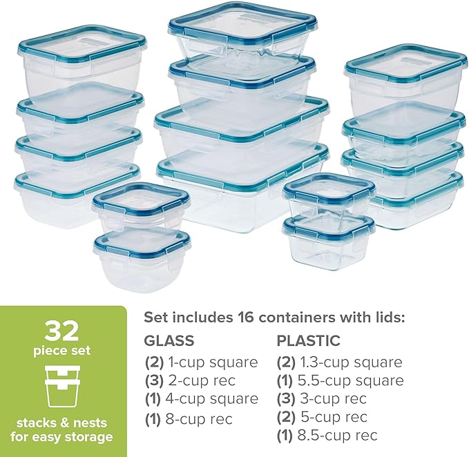 Snapware Glass & Plastic Mix Total Solution (16-Pack) Food Storage Set