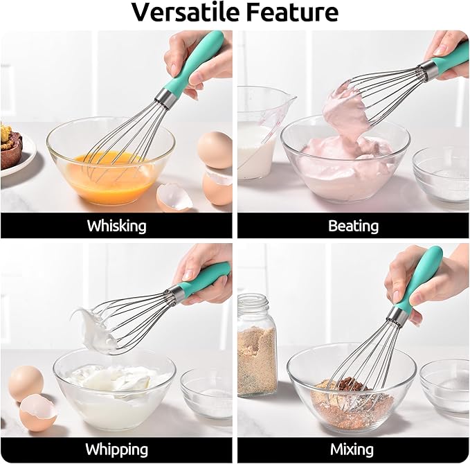 U-Taste Wire Whisk for Cooking, 18/10 Stainless Steel Wisk, S/Aqua Sky