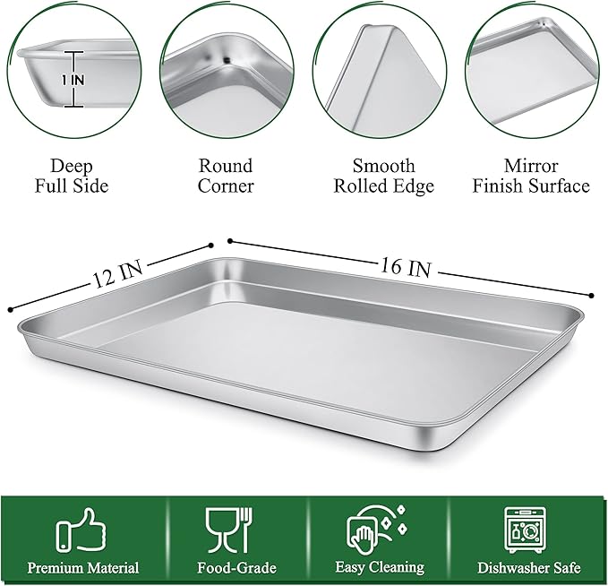 P&P CHEF 16 Inch Baking Sheet Pan and Cooking Rack - 4 Pieces