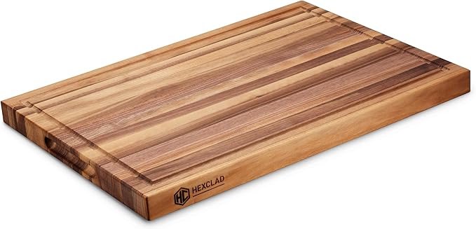 HexClad Rectangle Large Walnut Solid Wood Cutting Board 20 x 13.75 Inches