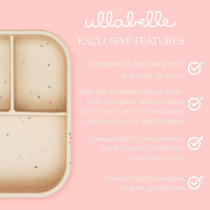 Ullabelle Silicone Bento Box |Portable, Leak Resistant, Food-Grade (Grey Bento), Standard