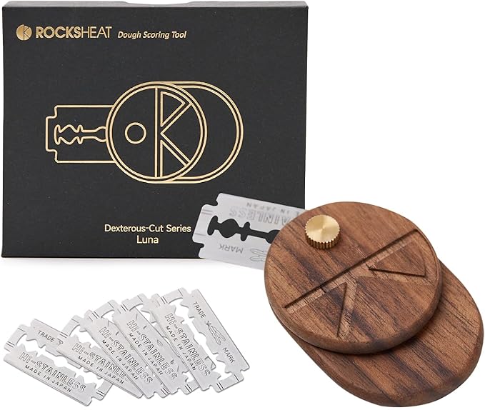 ROCKSHEAT Bread Lame Dough Scoring Tool with 5 Feather Blades, Sourdough Scoring Tool with Storage Box, Scoring Knife for Bread Baking, Dexterous-Cut Series Lame Bread Tool (LUNA)