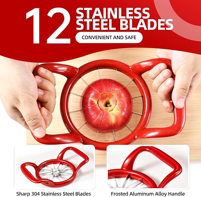 5.5 Inch Heavy Duty 12-Slice Apple Divider Wedger, Fruits Cutter Corer