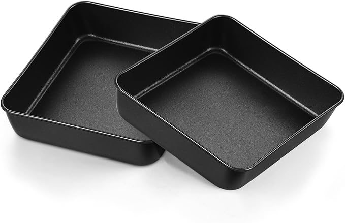 E-far 9 x 9 Inch Square Cake Pan, Nonstick Baking Brownie Pan Set of 2