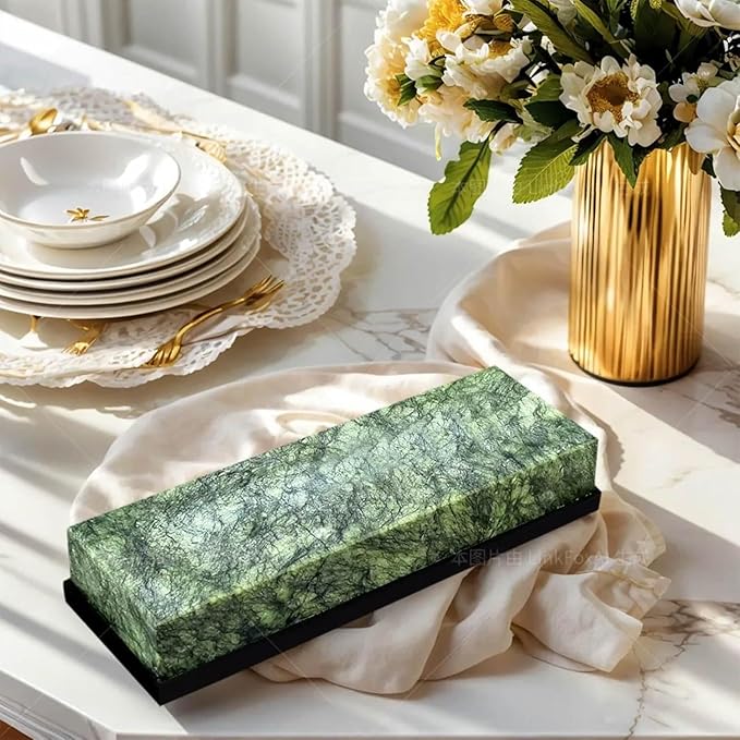 Knife Sharpening Stone,10000 Grit Sharpener Whetstone Final Fine Polishing Natural Green Honing Oilstone for, Knives Tools,Cutting Tools, Angle Guide and Non-Slip Rubber Base (SET-D)