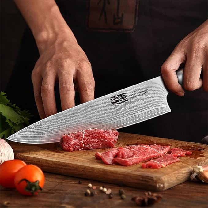 HOSHANHO Damascus Kitchen Knife Set 3PCS, Sharp Chef/Santoku/Fruit Knives