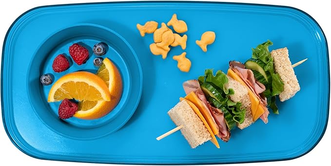 madesmart dipware Small Serving Plate, Stackable & Removable Dip Bowl for Salsa, Queso, Salad, Olives, Dishwasher & Microwave Safe, Multipurpose Plate & Bowl, Ocean