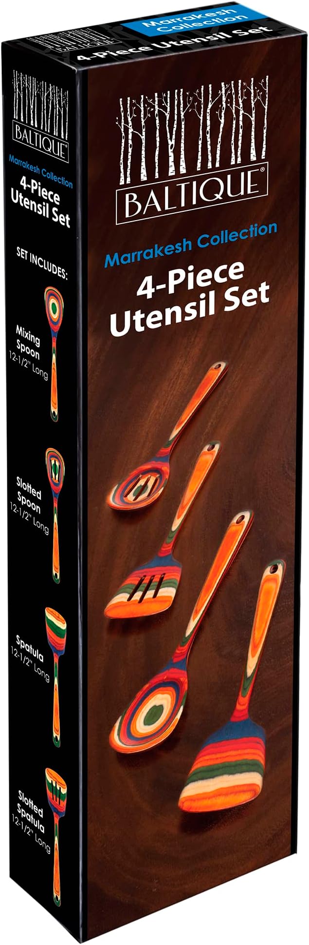 Totally Bamboo Baltique Marrakesh Collection 4 Piece Cooking Utensil Set, Ready for Nonstick