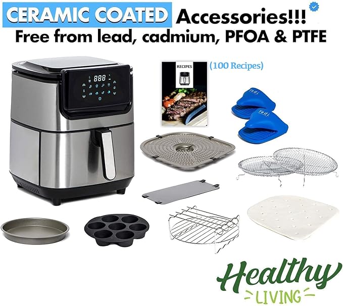 Yedi Evolution Air Fryer 6.8 Qt with Ceramic Basket, Stainless