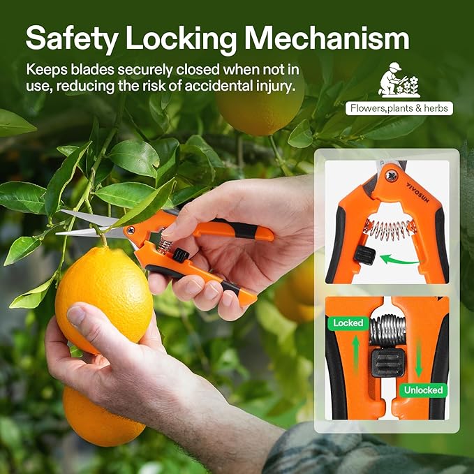 VIVOSUN 6.5 Inch Garden Scissors, Orange Pruning Shears for Plants, 6-Pack