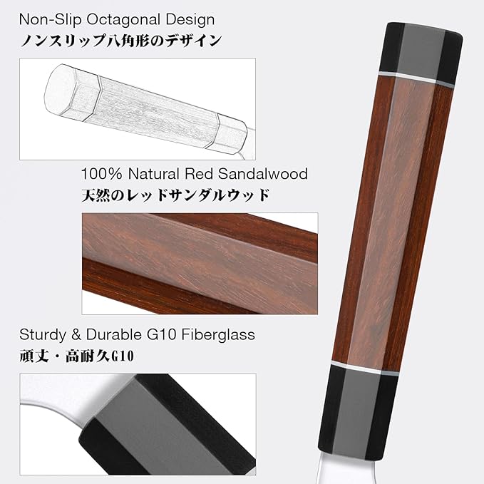 SHAN ZU 8 Inch Japanese Chef Knife, 9 Layers 10Cr15MoV High Carbon Steel
