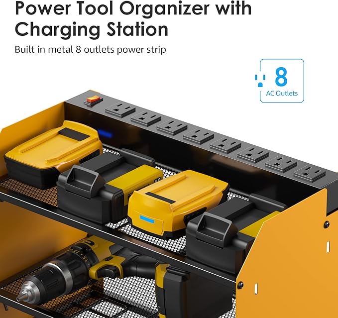 CCCEI Wall Mount Modular Tool Charging Organizer, Yellow, 1 Pack, 3 Tier.