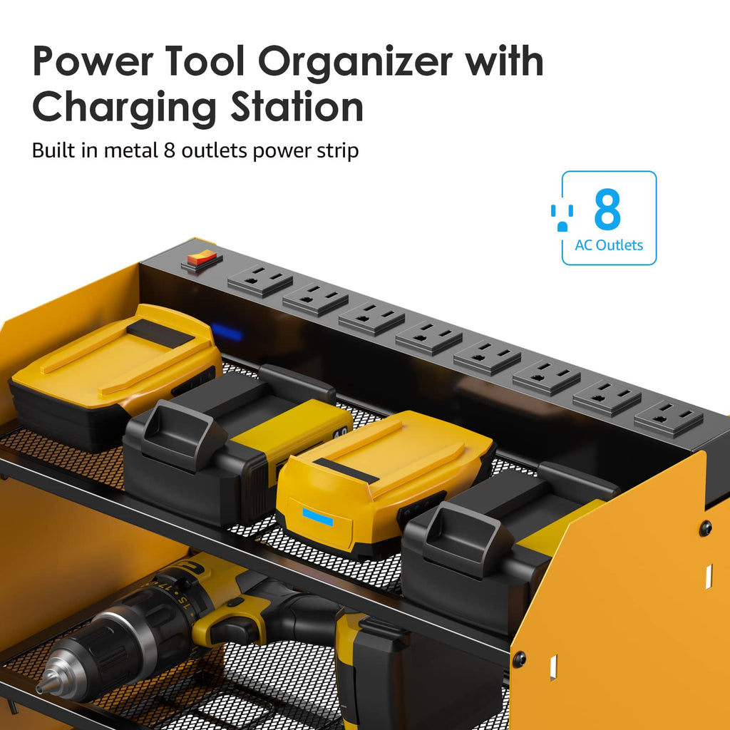 CCCEI Wall Mount Modular Tool Charging Organizer, Yellow, 1 Pack, 3 Tier.