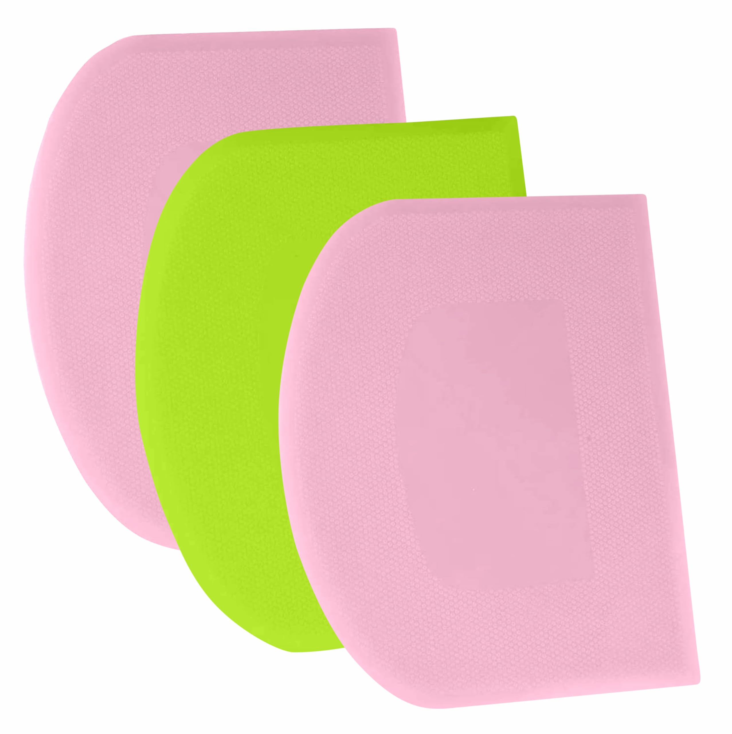 SURDOCA Dough Scraper Bench Scraper - 3P 5.9x4.3" Plastic Flexible Bowl Scraper, Sharp Edge & Angles Cake Scraper. Non-Slip Bakeware Decorating Tools Sculpting & Modeling Tools - Pink+Green+Pink
