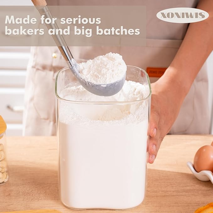 Xoniwis 2-Pack 3.4Qt Large Glass Flour Sugar Storage Containers with Lids
