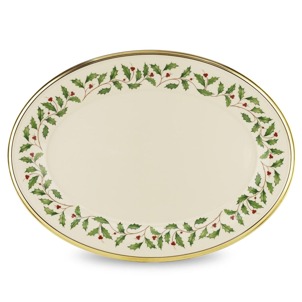 Lenox Serveware, Holiday Serving Platter, Oval Shape, 13-Inch, Ivory, Porcelain Material, Dishwasher Safe, Turkey Platter for Thanksgiving, Winter Hosting, Christmas Serving (Multicolor, 1 Piece)